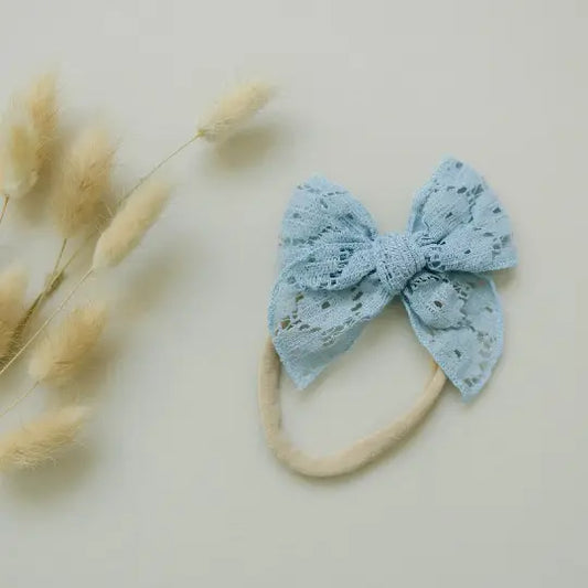 Blue Sailor Eyelet Bow on Nylon