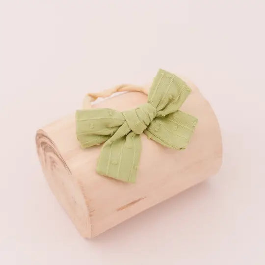 Spring Stitched Sage Bow On Nylon