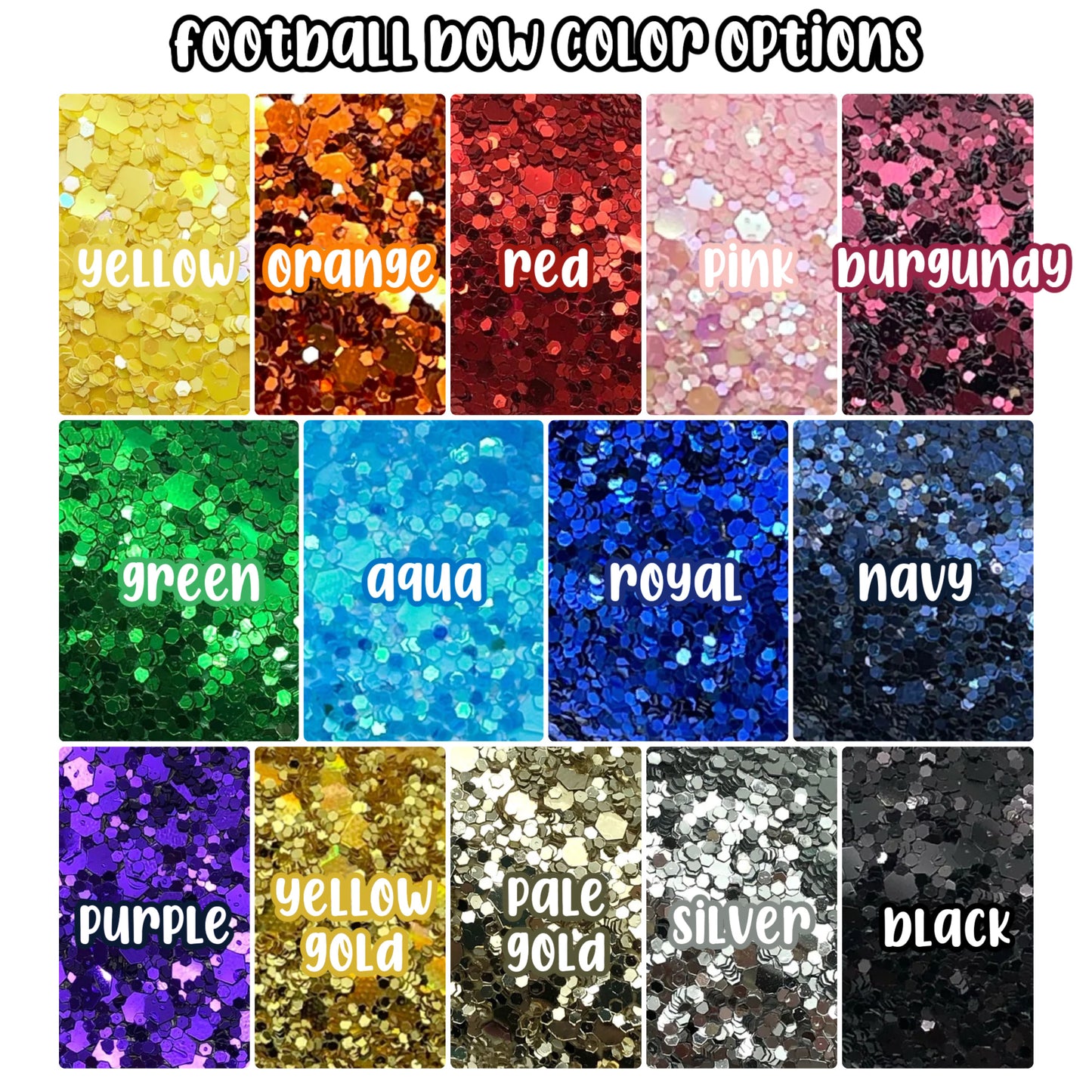 Sparkle Football Clips (Multiple Colors available)