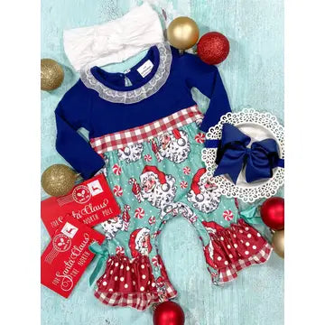 Vintage Santa Ruffled Infant Romper