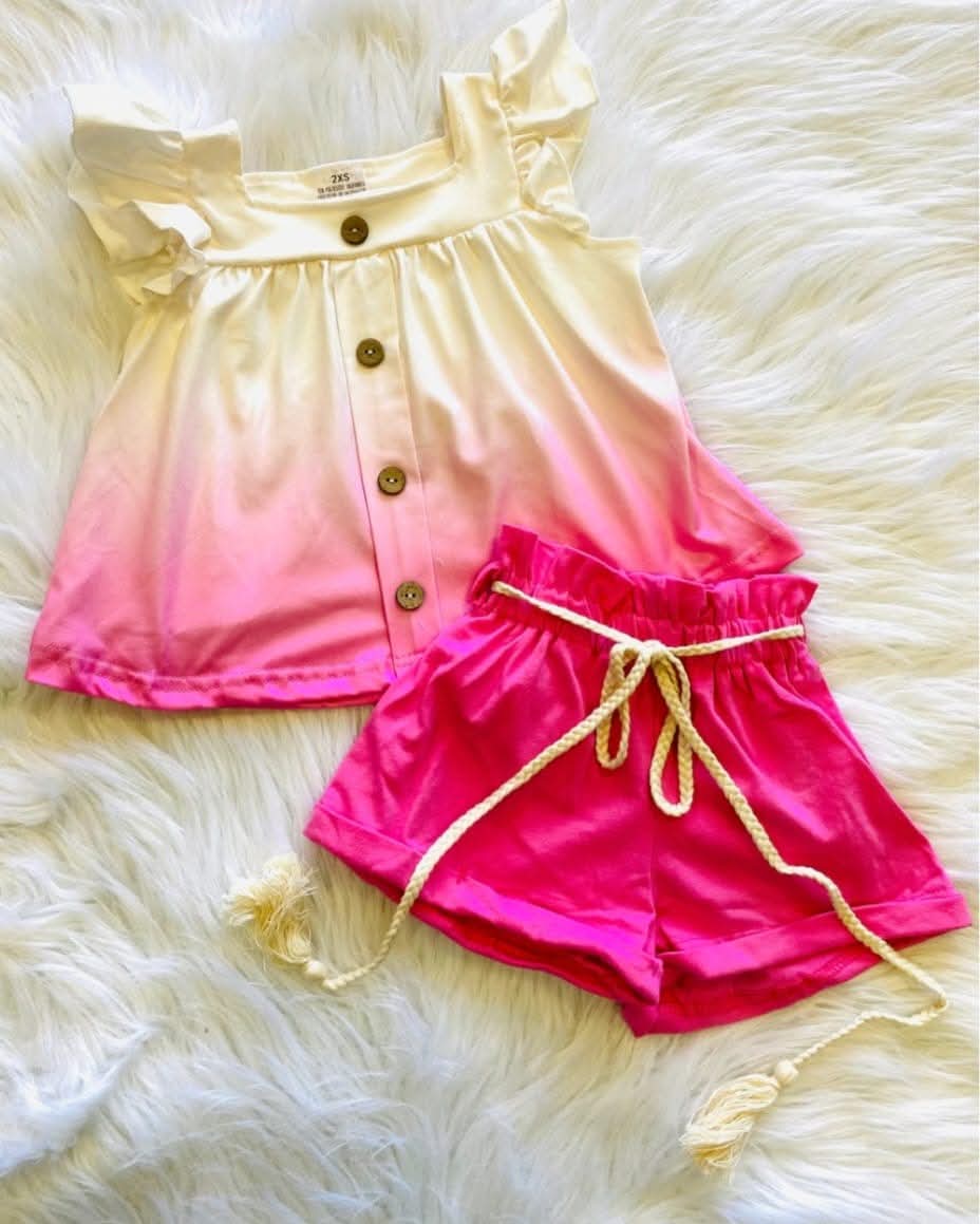 Pink ombre shorts set
