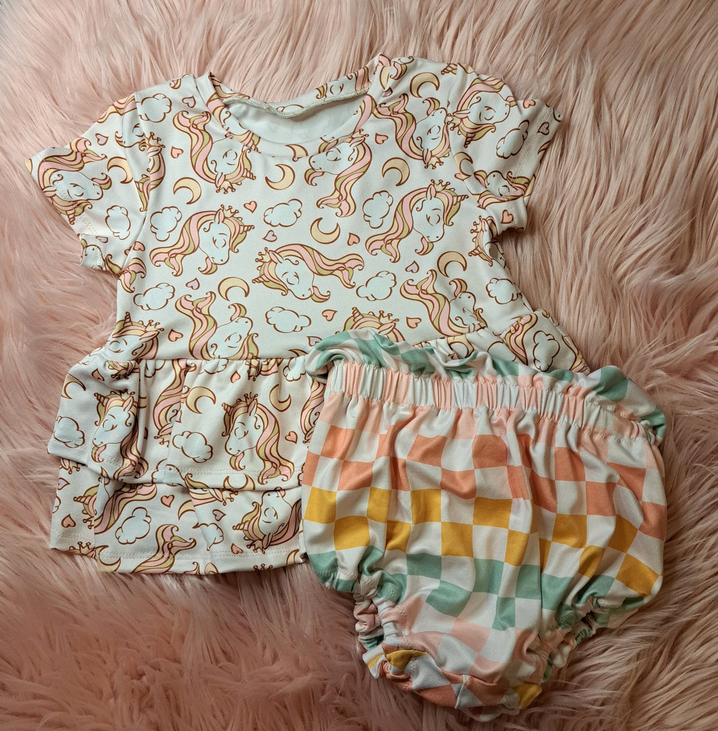 Unicorns and Rainbows Ruffled Peplum