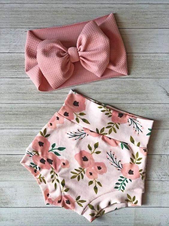 Peach Spring Floral Bummies - Posies + Grace