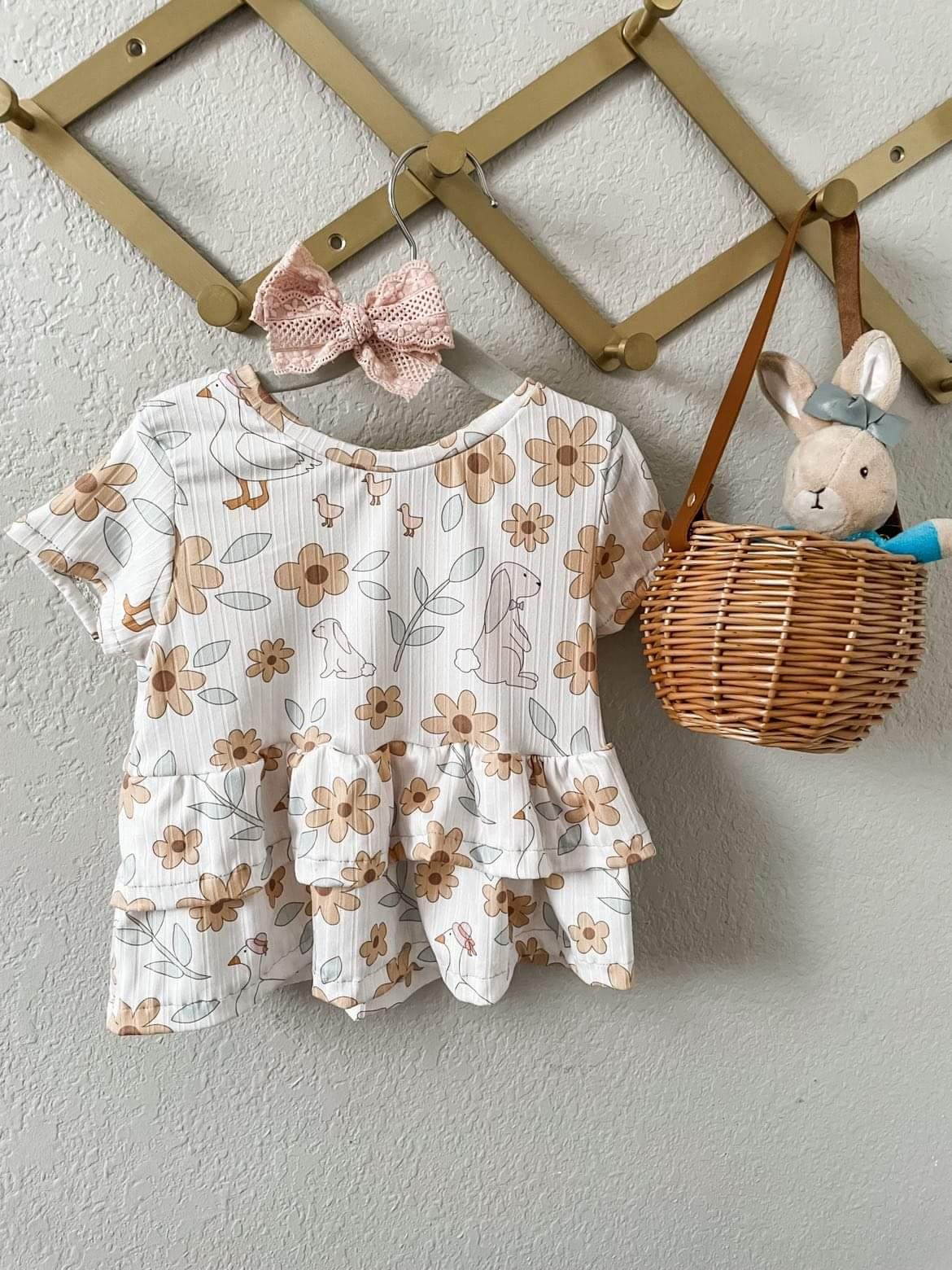 Bunnies and Chicks Ruffled Peplum