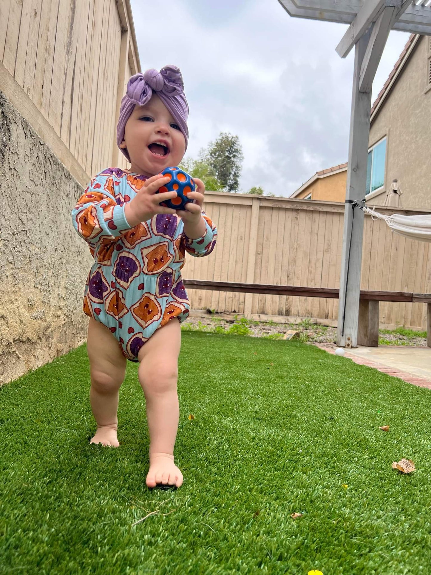 Peanut butter jelly time sweater romper