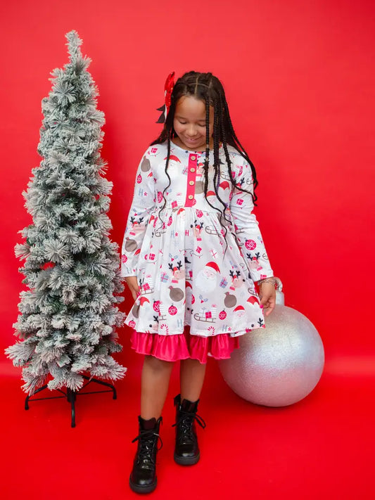 Red Reindeer Twirl Dress