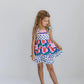 Pink Floral and Navy Polka Dot Ruffle Shorties Set