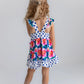 Pink Floral and Navy Polka Dot Ruffle Shorties Set