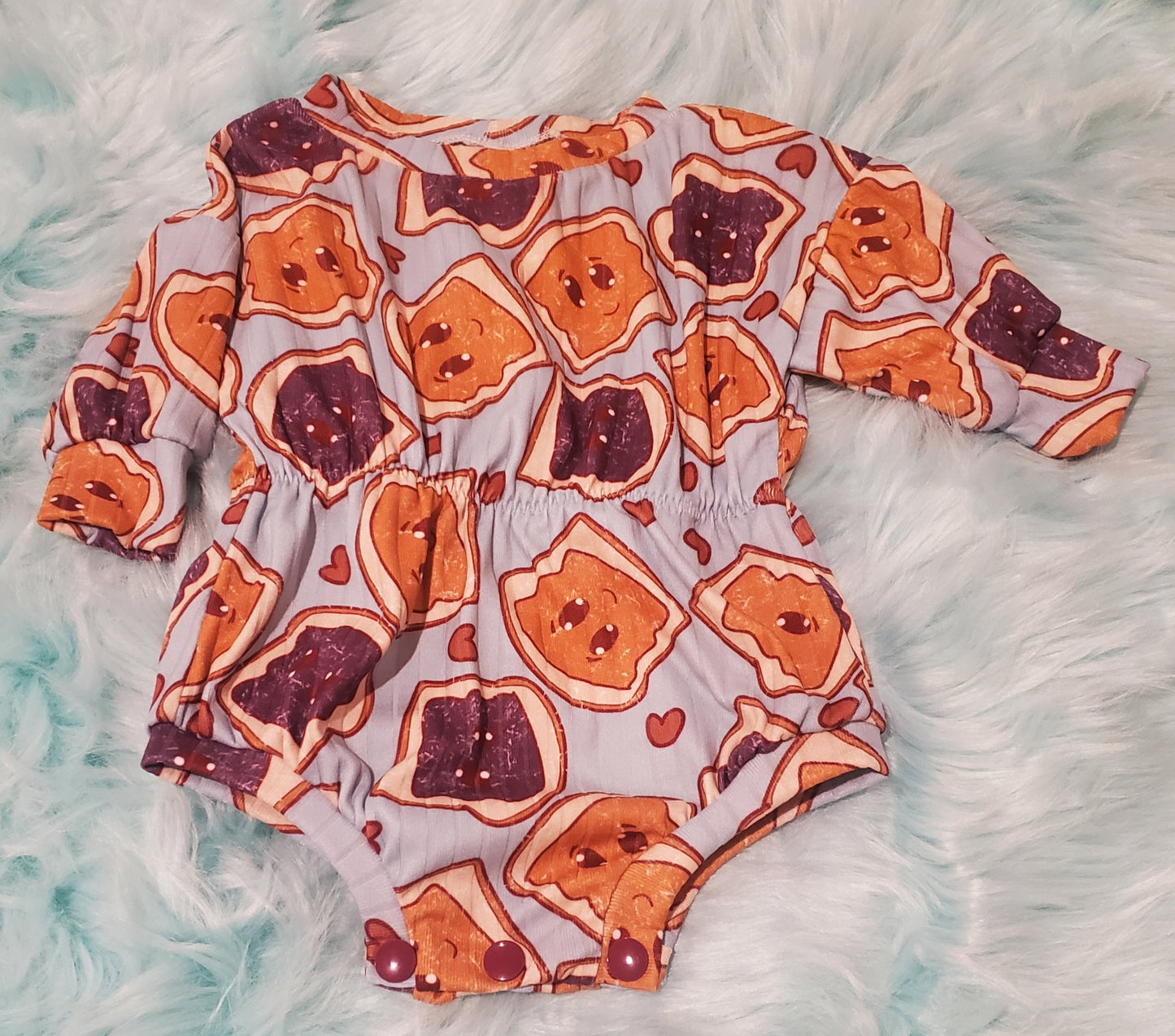Peanut butter jelly time sweater romper