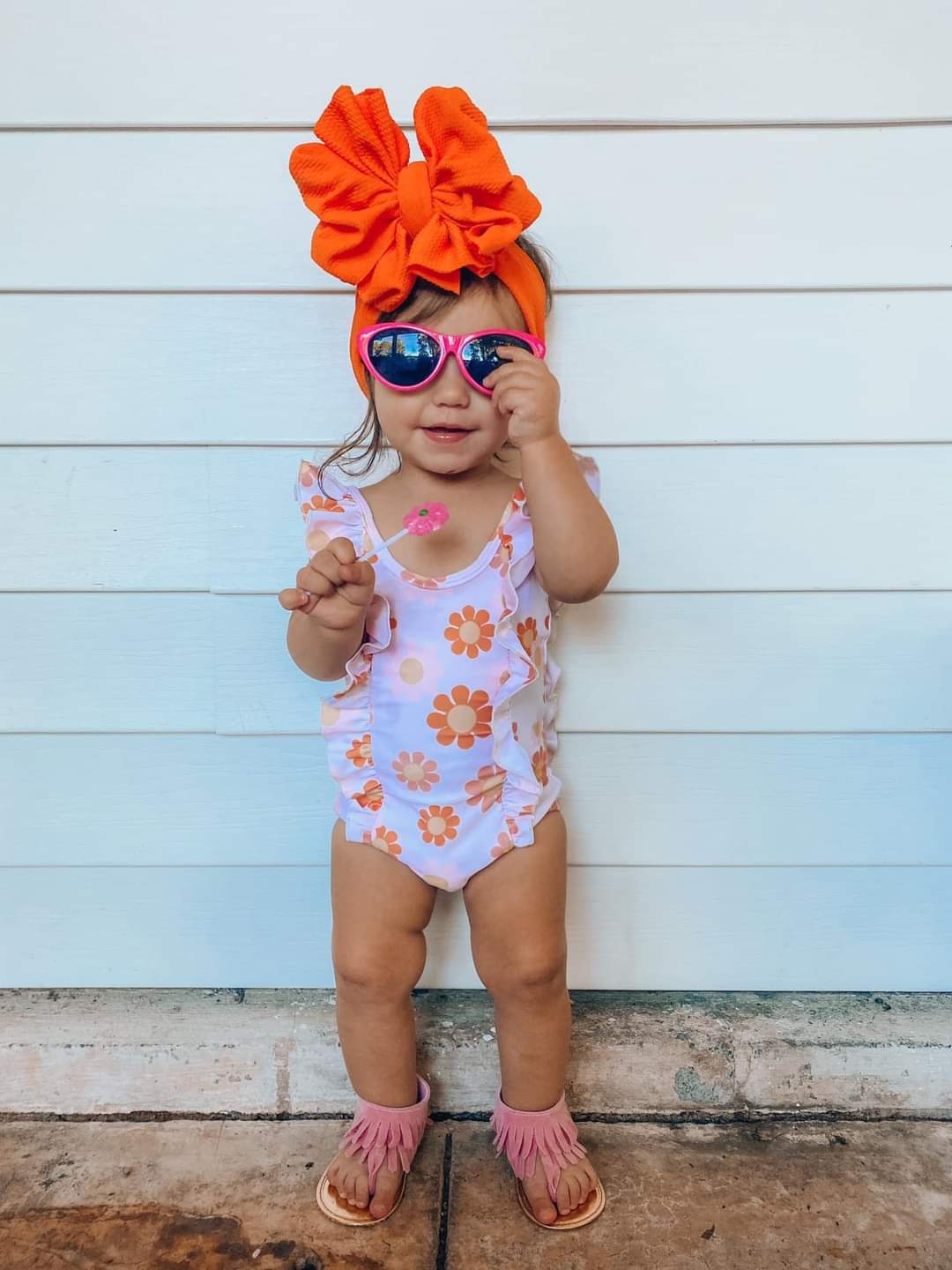 Groovy Babe Floral Ruffled One Piece